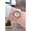 Rose Renk 30 mm Hediye Paketli Kadın Kol Saati ve Hediye Bileklik
