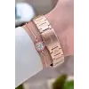 Rose Renk 30 mm Hediye Paketli Kadın Kol Saati ve Hediye Bileklik