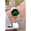Kadranı Yeşil Kordonu Gold Gümüş Renk 30 mm Hediye Paketli Kadın Kol Saati ve Hediye Bileklik