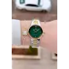 Kadranı Yeşil Kordonu Gold Gümüş Renk 30 mm Hediye Paketli Kadın Kol Saati ve Hediye Bileklik