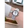 Gümüş Renk 30 mm Hediye Paketli Kadın Kol Saati ve Hediye Bileklik