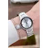 Gümüş Renk 30 mm Hediye Paketli Kadın Kol Saati ve Hediye Bileklik