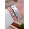 Gümüş Renk 30 mm Hediye Paketli Kadın Kol Saati ve Hediye Bileklik