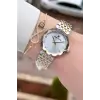 Kadranı Gümüş Kordonu Gold Gümüş Renk 30 mm Hediye Paketli Kadın Kol Saati ve Bileklik