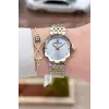 Kadranı Gümüş Kordonu Gold Gümüş Renk 30 mm Hediye Paketli Kadın Kol Saati ve Bileklik