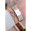 Kadranı Gümüş Kordonu Gold Gümüş Renk 30 mm Hediye Paketli Kadın Kol Saati ve Bileklik