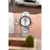 Pırlantalı Gümüş Renk 30 mm Hediye Paketli Kadın Kol Saati ve Bileklik