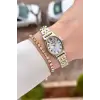 Gold Gümüş Renk Rakamlı Kadın Kol Saati ve Bileklik
