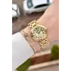 Gold Renk 30,5 mm Hediye Paketli Kadın Kol Saati ve Bileklik