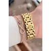 Gold Renk 30,5 mm Hediye Paketli Kadın Kol Saati ve Bileklik