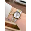 Pırlantalı Gold Gümüş Renk 30 mm Hediye Paketli Kadın Kol Saati ve Bileklik