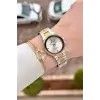 Pırlantalı Gold Gümüş Renk 30 mm Hediye Paketli Kadın Kol Saati ve Bileklik