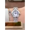 Gümüş Renk 30,5 mm Hediye Paketli Kadın Kol Saati ve Bileklik