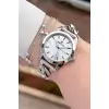 Gümüş Renk 32 mm Hediye Paketli Kadın Kol Saati ve Bileklik
