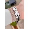 Gümüş Renk 32 mm Hediye Paketli Kadın Kol Saati ve Bileklik