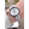 Gümüş Renk 30 mm Hediye Paketli Kadın Kol Saati ve Bileklik