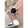 Kadranı Siyah Kordonu Gümüş Renk 30,5 mm Hediye Paketli Kadın Kol Saati ve Bileklik