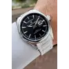 Gümüş Siyah Renk 44 mm Tamamen Paslanmaz Çelik Takvimli Erkek Kol Saati