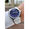 Kadranı Lacivert Kordonu Gümüş Renk 43 mm Erkek Kol Saati