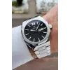 Kadranı Siyah Kordonu Gümüş Renk 43 mm Erkek Kol Saati