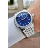 Kadranı Lacivert Kordonu Gümüş Renk Hediye Paketli 41 mm Erkek Kol Saati