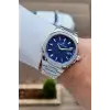 Kadranı Lacivert Kordonu Gümüş Renk Hediye Paketli 41 mm Erkek Kol Saati