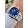 Kadranı Lacivert Kordonu Gümüş Renk Hediye Paketli 41 mm Erkek Kol Saati