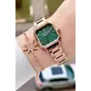 Kadranı Yeşil Kordonu Rose Renk 26 mm Kadın Kol Saati ve Bileklik