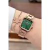 Kadranı Yeşil Kordonu Rose Renk 26 mm Kadın Kol Saati ve Bileklik