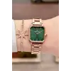 Kadranı Yeşil Kordonu Rose Renk 26 mm Kadın Kol Saati ve Bileklik