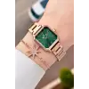 Kadranı Yeşil Kordonu Rose Renk 26 mm Kadın Kol Saati ve Bileklik
