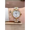 Gold Gümüş Renk 32 Mm Kadın Kol Saati ve Bileklik