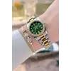 Kadranı Yeşil Kordonu Gold Gümüş Renk 28 Mm Kadın Kol Saati ve Bileklik