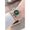 Kadranı Yeşil Kordonu Gold Gümüş Renk 28 Mm Kadın Kol Saati ve Bileklik