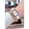 Kasası Rose Kordonu Beyaz Renk Kadın Kol Saati ve Bileklik