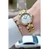 Gold Renk 30 Mm Kadın Kol Saati ve Bileklik