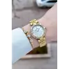 Gold Renk 30 Mm Kadın Kol Saati ve Bileklik