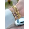 Gold Renk 30 Mm Kadın Kol Saati ve Bileklik