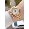 Gold Renk 30 Mm Kadın Kol Saati ve Bileklik