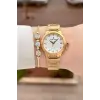 Gold Renk 30 Mm Kadın Kol Saati ve Bileklik