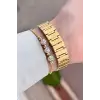 Gold Renk 30 Mm Kadın Kol Saati ve Bileklik