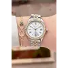 Gold Gümüş Renk 34 Mm Kadın Kol Saati ve Bileklik