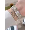 Gold Gümüş Renk 34 Mm Kadın Kol Saati ve Bileklik