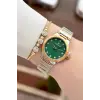 Kadranı Yeşil Kordonu Gold Gümüş Renk 30 Mm Kadın Kol Saati ve Bileklik