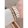 Kadranı Yeşil Kordonu Gold Gümüş Renk 30 Mm Kadın Kol Saati ve Bileklik