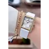 Kasası Gold Kordonu Beyaz Renk Kadın Kol Saati ve Bileklik