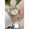 Gold Renk Hediye Paketli 30 Mm Kadın Kol Saati ve Bileklik