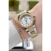 Gold Gümüş Renk Hediye Paketli 30 Mm Kadın Kol Saati ve Bileklik