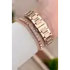 Rose Renk Hediye Paketli 30 Mm Kadın Kol Saati ve Bileklik