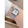 Gümüş Renk Hediye Paketli 23 Mm Kare Kadın Kol Saati ve Bileklik